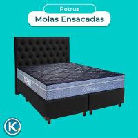 Cama Box + Colchão Queen Molas Ensacadas Petrus Paropas + Cabeceira Estofada