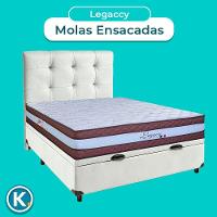 Cama Box Bau + Colchão Casal Molas Ensacadas Legaccy Paropas + Cabeceira Estofada