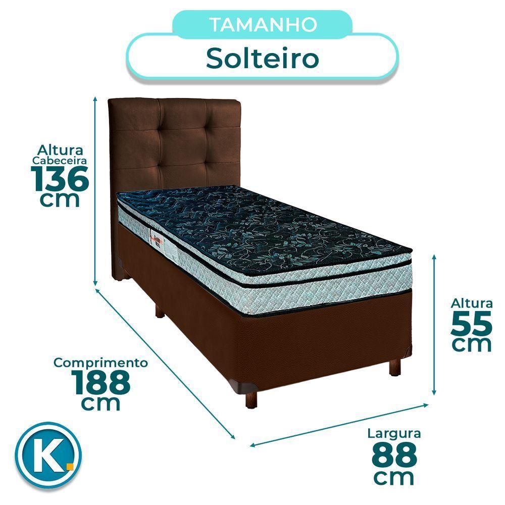Cama + Box Marrom E Colchão D28 Solteiro - Conforto Paropas + Cabeceira - 3
