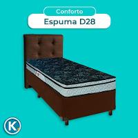 Cama + Box Marrom E Colchão D28 Solteiro - Conforto Paropas + Cabeceira