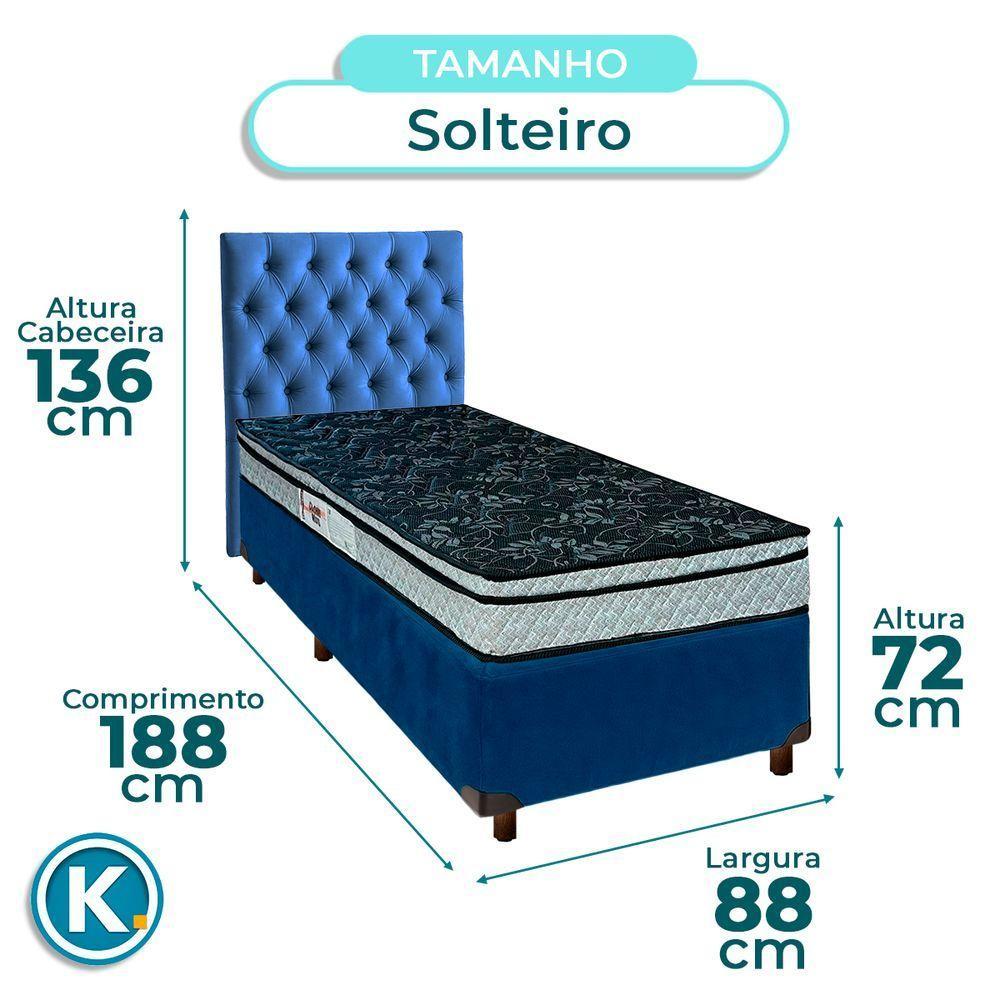 Cama + Box Azul E Colchão D28 Solteiro - Conforto Paropas + Cabeceira - 3