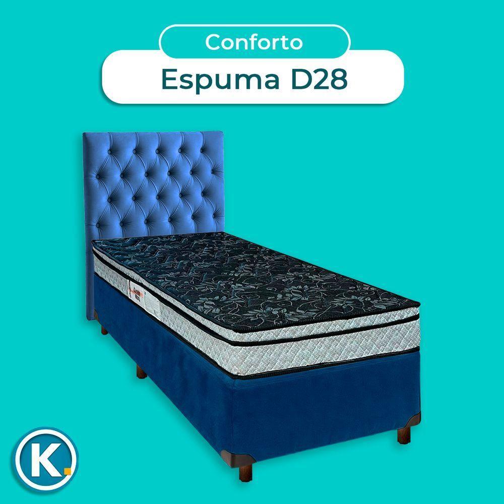 Cama + Box Azul E Colchão D28 Solteiro - Conforto Paropas + Cabeceira - 4