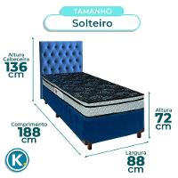 Cama + Box Azul E Colchão D28 Solteiro - Conforto Paropas + Cabeceira - 3