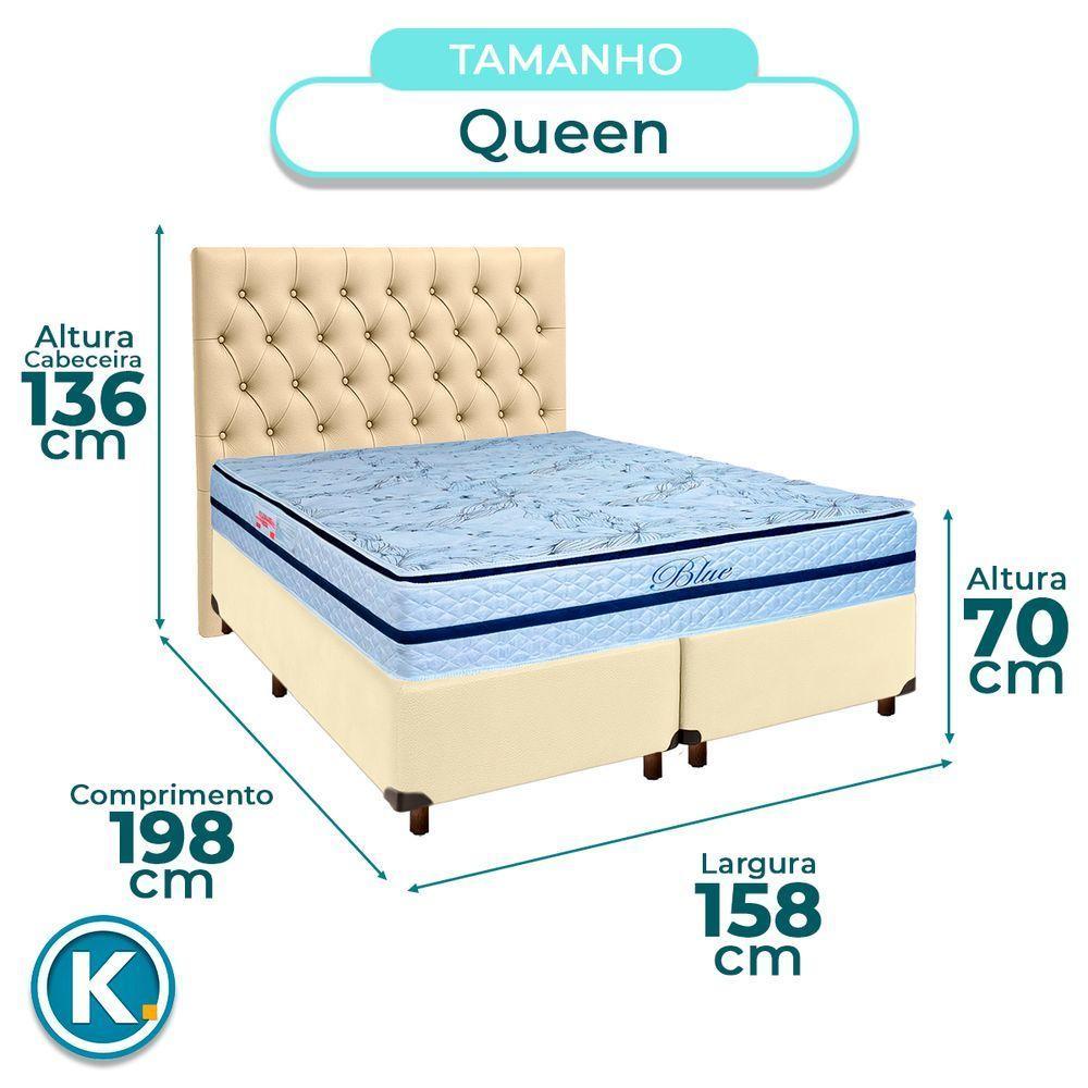 Cama + Box Bege E Colchão Molas Ensacadas Queen - Blue Paropas + Cabeceira - 3