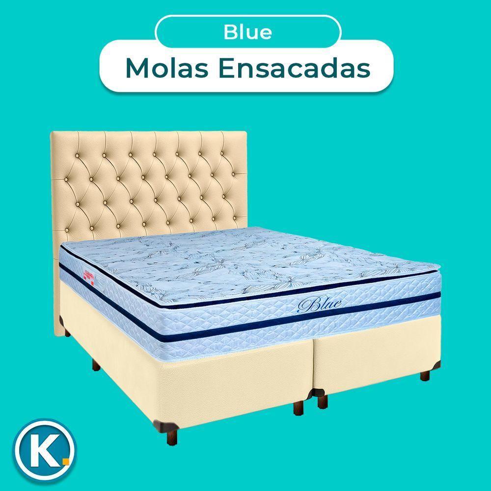 Cama + Box Bege E Colchão Molas Ensacadas Queen - Blue Paropas + Cabeceira - 4