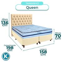Cama + Box Bege E Colchão Molas Ensacadas Queen - Blue Paropas + Cabeceira - 3