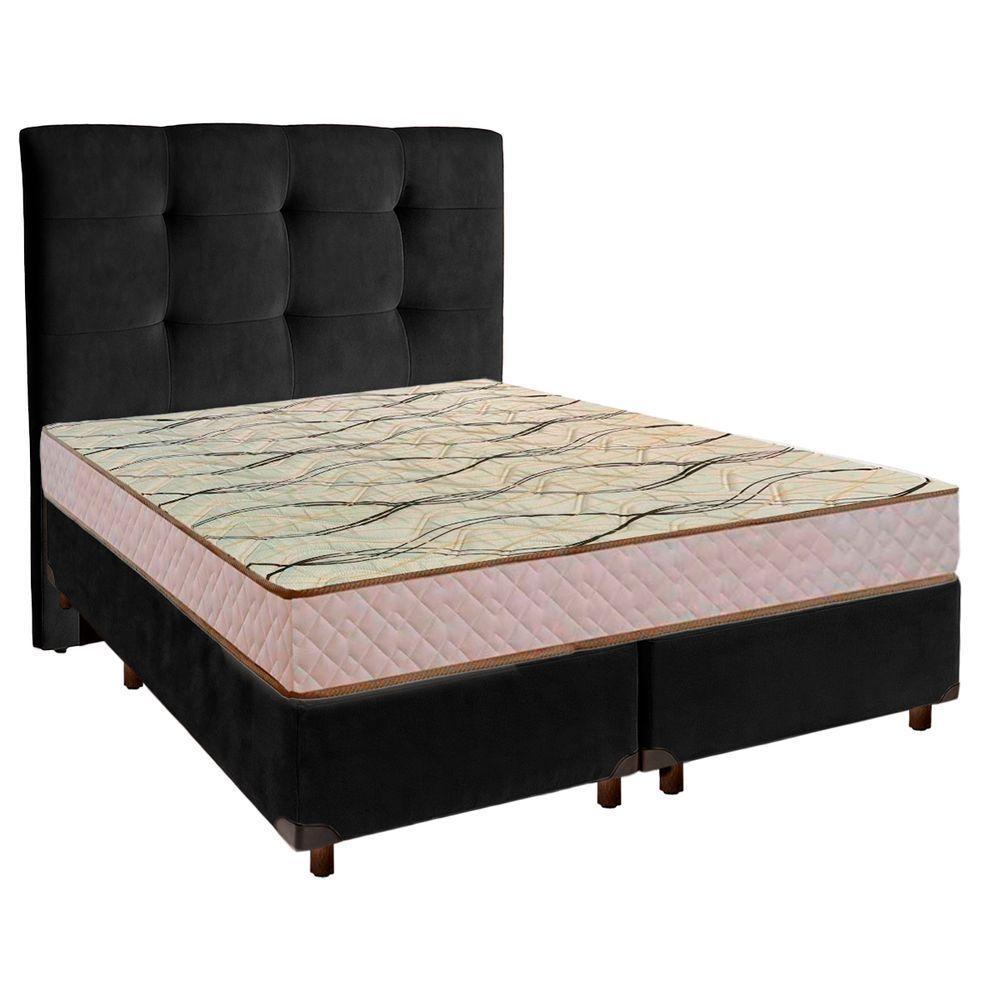 Cama Box + Colchão Casal D33 Maxsono Paropas + Cabeceira Estofada - 1