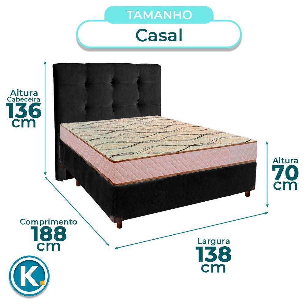 Cama Box + Colchão Casal D33 Maxsono Paropas + Cabeceira Estofada - 3