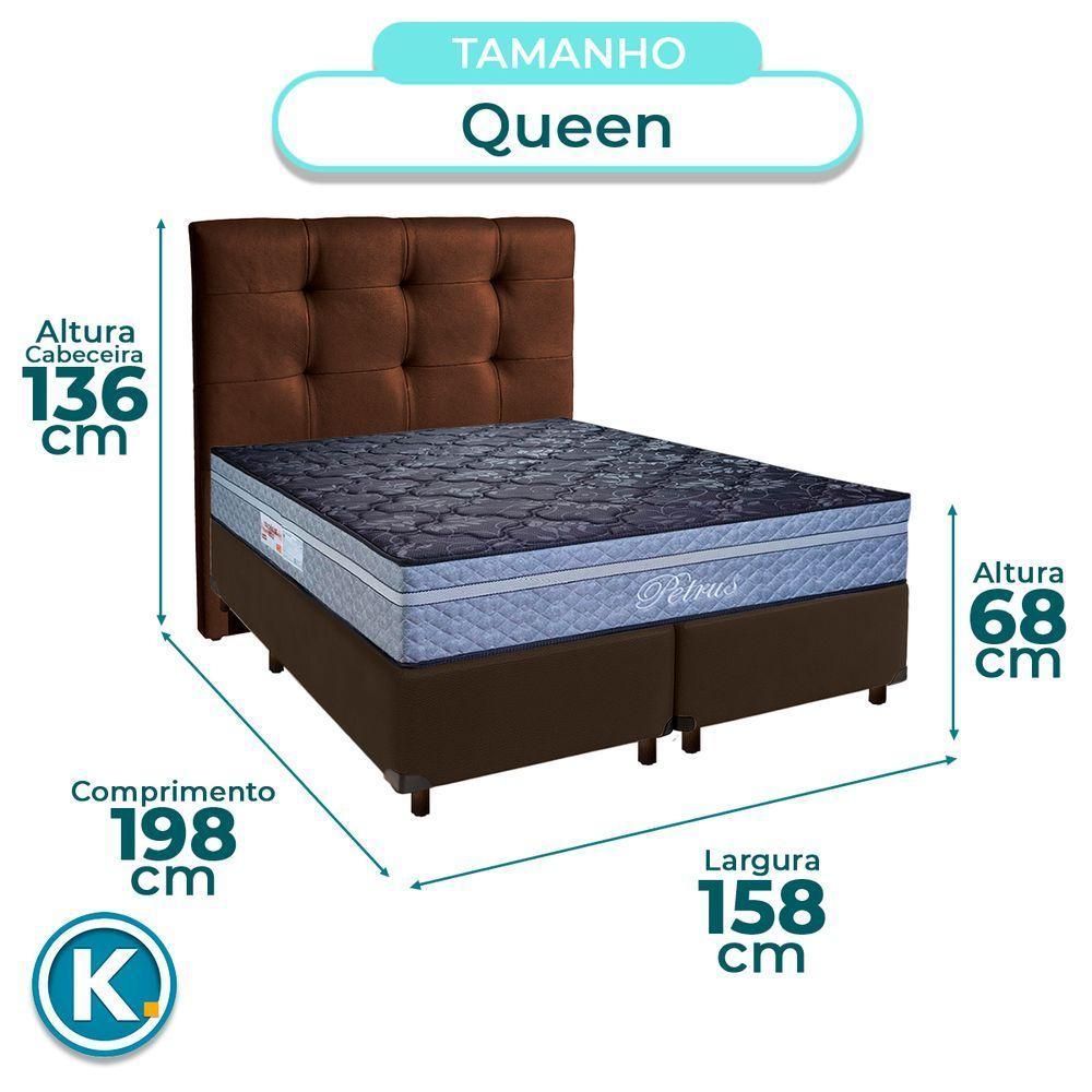 Cama + Box Marrom E Colchão Molas Ensacadas Queen - Petrus Paropas + Cabeceira - 4