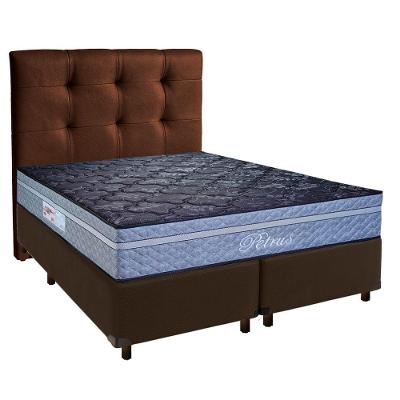 Cama + Box Marrom E Colchão Molas Ensacadas Queen - Petrus Paropas + Cabeceira