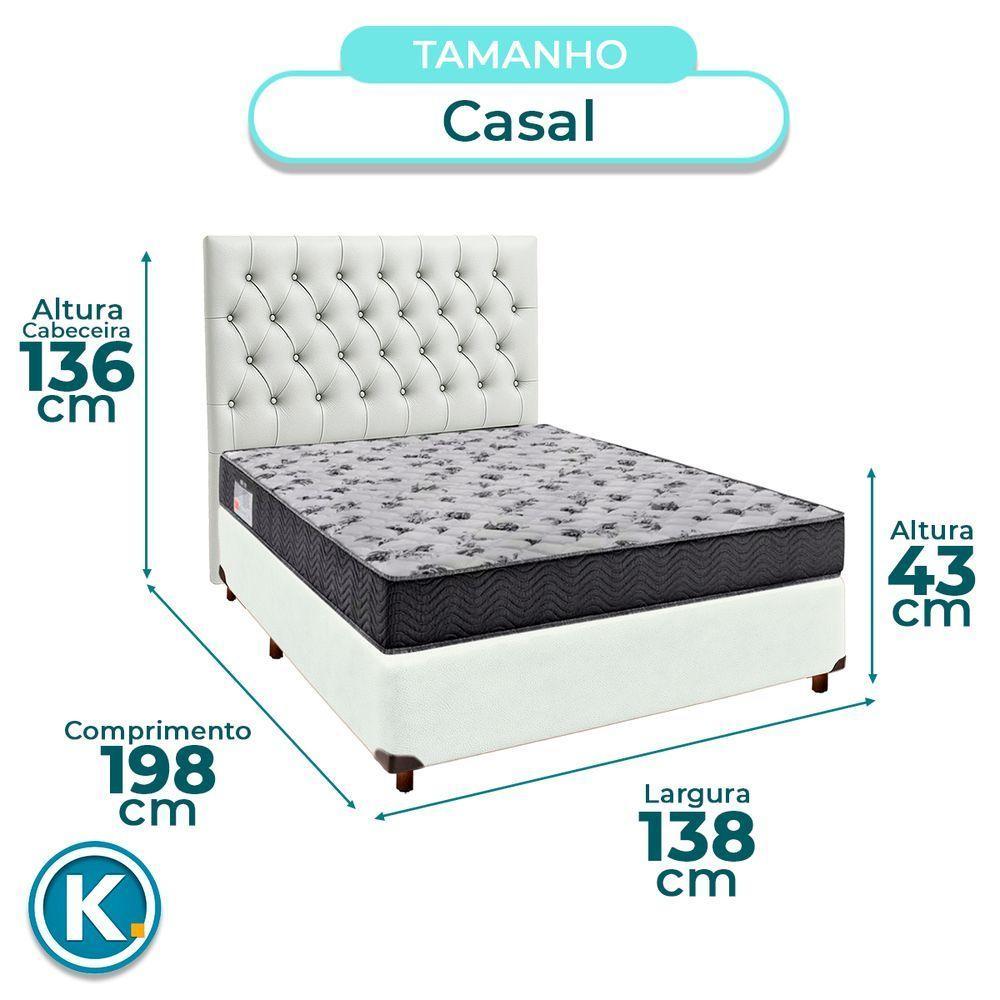 Cama + Box Branco E Colchão Ortobom D33 Casal - Iso100 + Cabeceira - 3