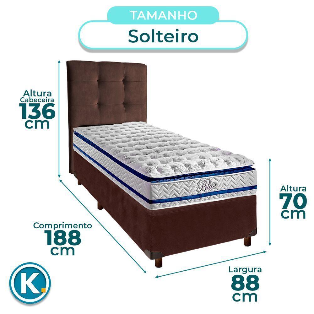 Cama + Box Marrom E Colchão Molas Ensacadas Solteiro - Blue Paropas + Cabeceira - 3