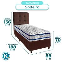 Cama + Box Marrom E Colchão Molas Ensacadas Solteiro - Blue Paropas + Cabeceira - 3