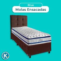 Cama + Box Marrom E Colchão Molas Ensacadas Solteiro - Blue Paropas + Cabeceira