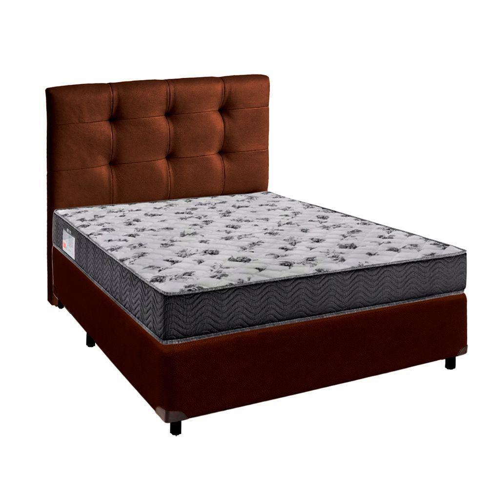 Cama + Box Marrom E Colchão Ortobom D33 Casal - Iso100 + Cabeceira - 1