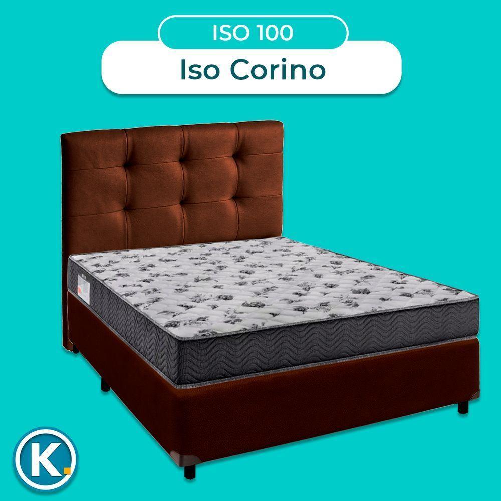 Cama + Box Marrom E Colchão Ortobom D33 Casal - Iso100 + Cabeceira - 4