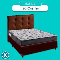 Cama + Box Marrom E Colchão Ortobom D33 Casal - Iso100 + Cabeceira