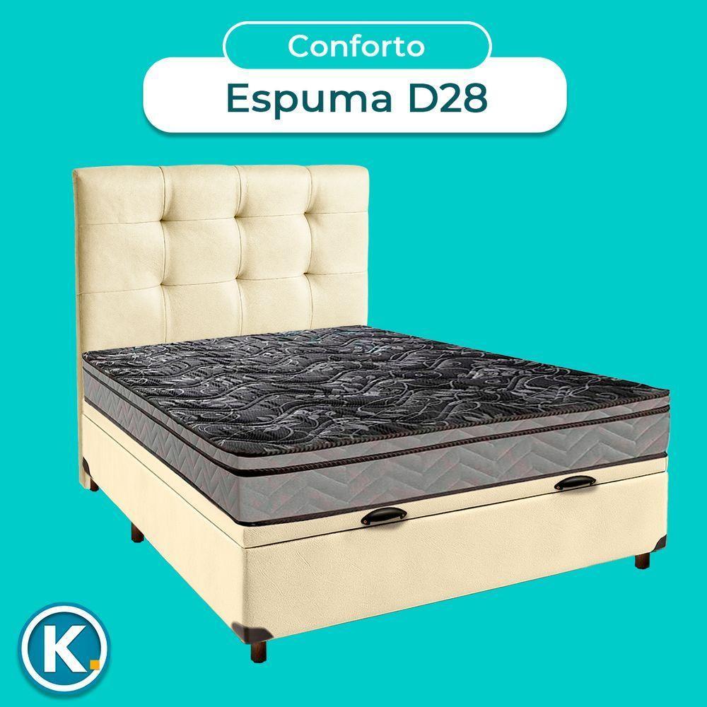 Cama Box Bau + Colchão Casal D28 Conforto Paropas + Cabeceira Estofada - 4