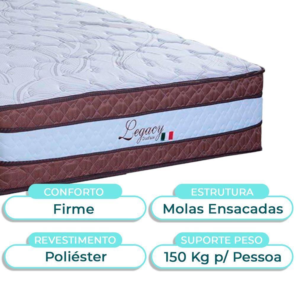 Cama Box + Colchão Solteiro Molas Ensacadas Legaccy Paropas + Cabeceira Estofada - 2