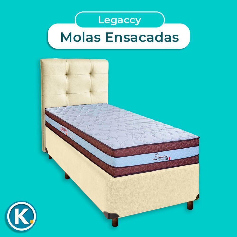 Cama Box + Colchão Solteiro Molas Ensacadas Legaccy Paropas + Cabeceira Estofada - 4