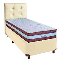 Cama Box + Colchão Solteiro Molas Ensacadas Legaccy Paropas + Cabeceira Estofada - 1