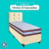 Cama Box + Colchão Solteiro Molas Ensacadas Legaccy Paropas + Cabeceira Estofada