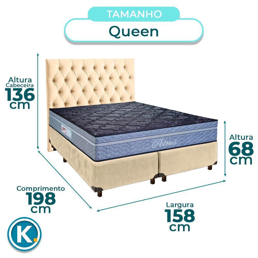 Cama Box + Colchão Queen Molas Ensacadas Petrus Paropas + Cabeceira Estofada - 3
