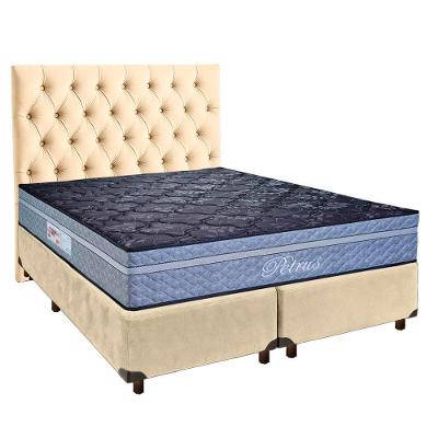 Cama Box + Colchão Queen Molas Ensacadas Petrus Paropas + Cabeceira Estofada