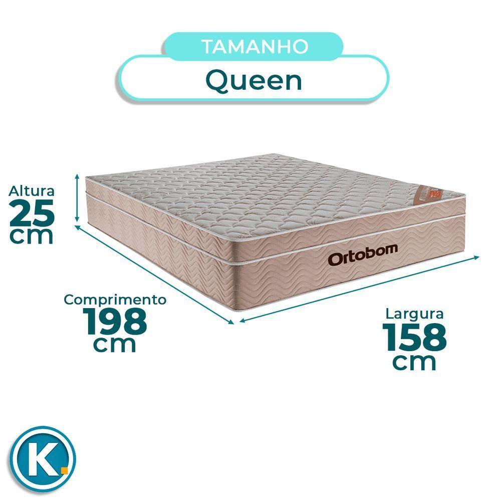 Cama + Box Azul E Colchão Ortobom Molas Ensacadas Queen - Airtech + Cabeceira - 5