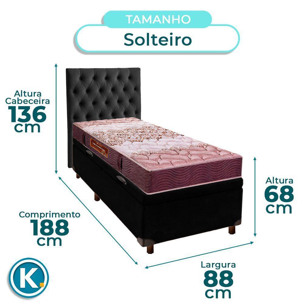 Cama + Bau Preto E Colchão D26 Solteiro - Ortophedic Sankonfort + Cabeceira - 3
