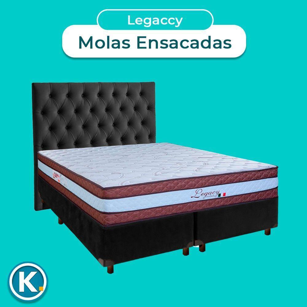 Cama + Box Blindado E Colchão Molas Ensacadas Casal - Legaccy Paropas + Cabeceira - 4