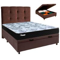 Kit Cabeceira + Cama Box Bau + Colchão Casal Molas Ensacadas Life Gold Paropas - 1