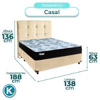Cama + Box Perola E Colchão Molas Ensacadas Casal - Life Gold Paropas + Cabeceira - 3