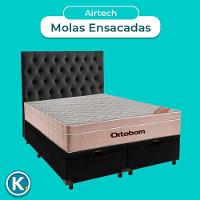 Cama + Bau Blindado E Colchão Ortobom Molas Ensacadas Queen - Airtech + Cabeceira