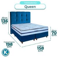 Cama + Box Azul E Colchão Molas Ensacadas Queen - Blue Paropas + Cabeceira - 3