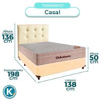 Cama + Box Bege E Colchão Ortobom Molas Ensacadas Casal - Airtech + Cabeceira - 3