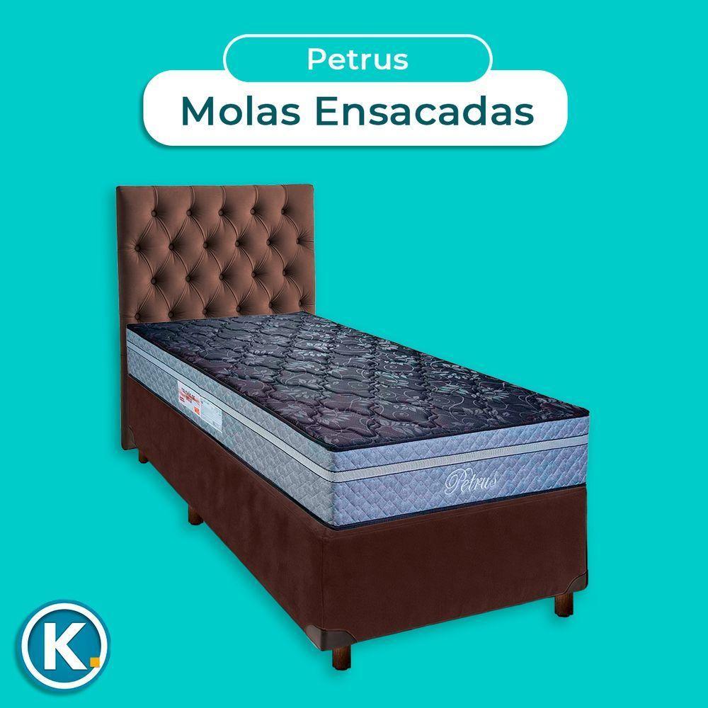 Cama + Box Marrom E Colchão Molas Ensacadas Solteiro - Petrus Paropas + Cabeceira - 4