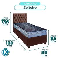 Cama + Box Marrom E Colchão Molas Ensacadas Solteiro - Petrus Paropas + Cabeceira - 3