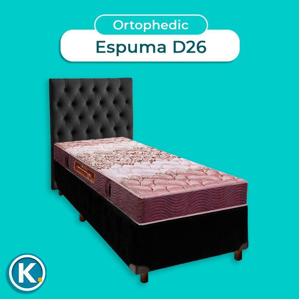 Cama + Box Preto E Colchão D26 Solteiro - Ortophedic Sankonfort + Cabeceira - 4