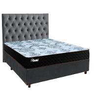 Cama + Box Cinza E Colchão Molas Ensacadas Casal - Life Gold Paropas + Cabeceira - 1