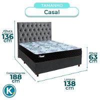 Cama + Box Cinza E Colchão Molas Ensacadas Casal - Life Gold Paropas + Cabeceira - 3