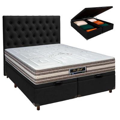 Cama + Bau Blindado E Colchão Molas Ensacadas Casal - Legriff Sankonfort + Cabeceira