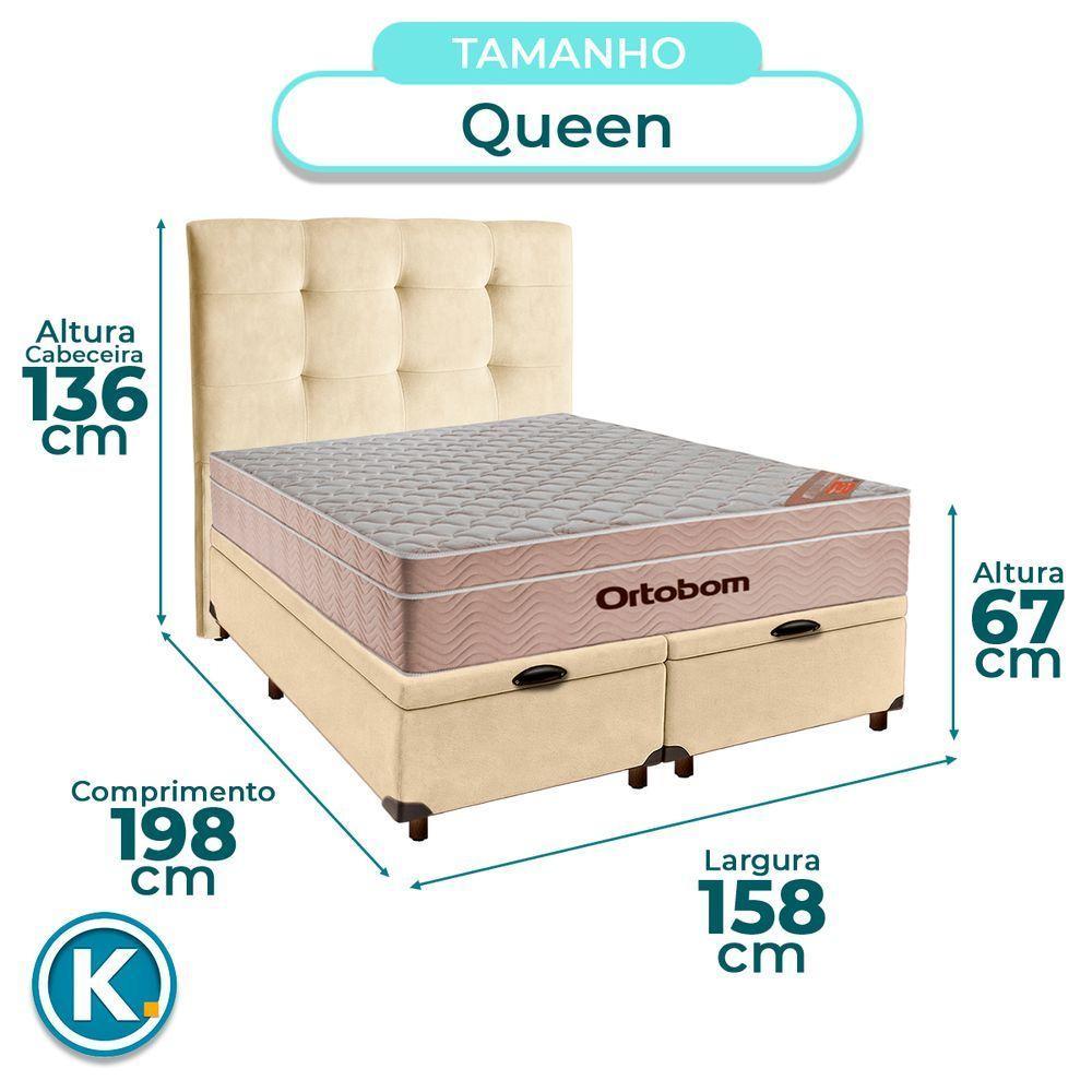Cama + Bau Blindado E Colchão Ortobom Molas Ensacadas Queen - Airtech + Cabeceira - 4