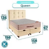 Cama + Bau Blindado E Colchão Ortobom Molas Ensacadas Queen - Airtech + Cabeceira