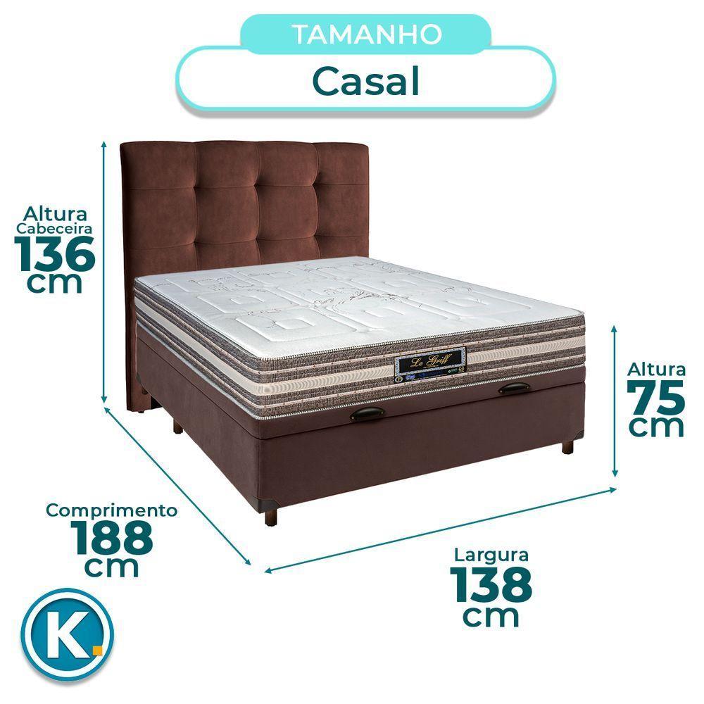 Cama + Bau Blindado E Colchão Molas Ensacadas Casal - Legriff Sankonfort + Cabeceira - 3