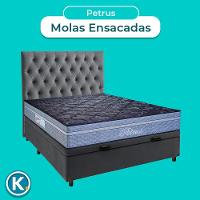 Cama + Bau Cinza E Colchão Molas Ensacadas Casal - Petrus Paropas + Cabeceira - 5