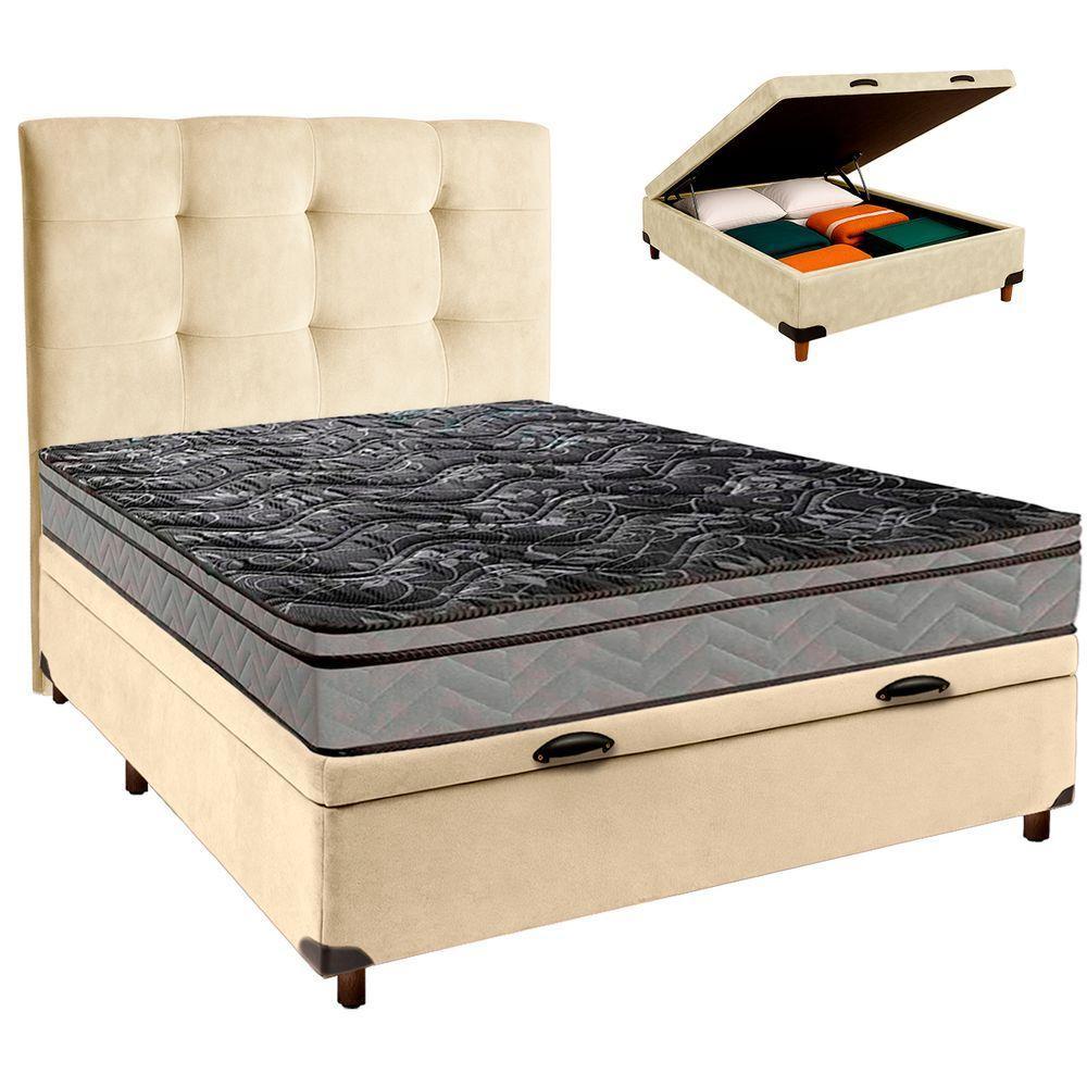 Cama + Bau Blindado E Colchão D28 Casal - Conforto Paropas + Cabeceira - 1