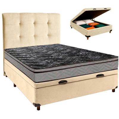 Cama + Bau Blindado E Colchão D28 Casal - Conforto Paropas + Cabeceira