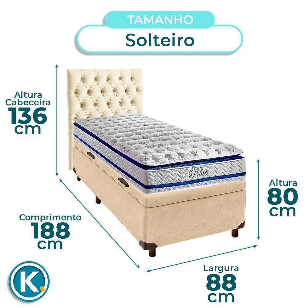 Cama + Bau Blindado E Colchão Molas Ensacadas Solteiro - Blue Paropas + Cabeceira - 3