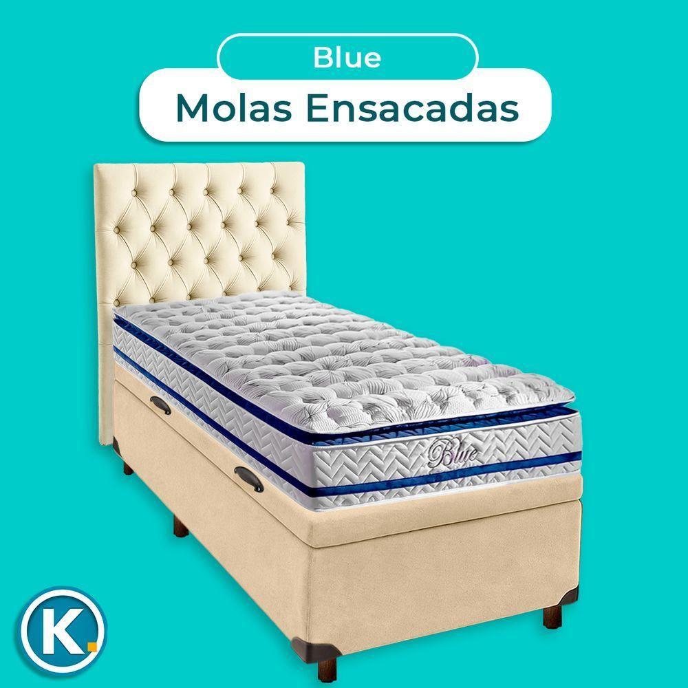 Cama + Bau Blindado E Colchão Molas Ensacadas Solteiro - Blue Paropas + Cabeceira - 4